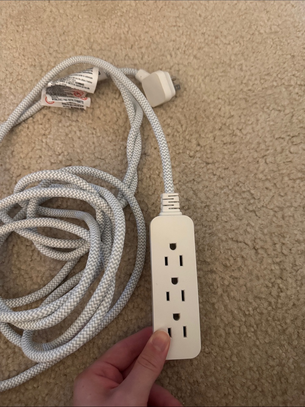 Target White Braided 3-Outlet Power Strip Extension Cord